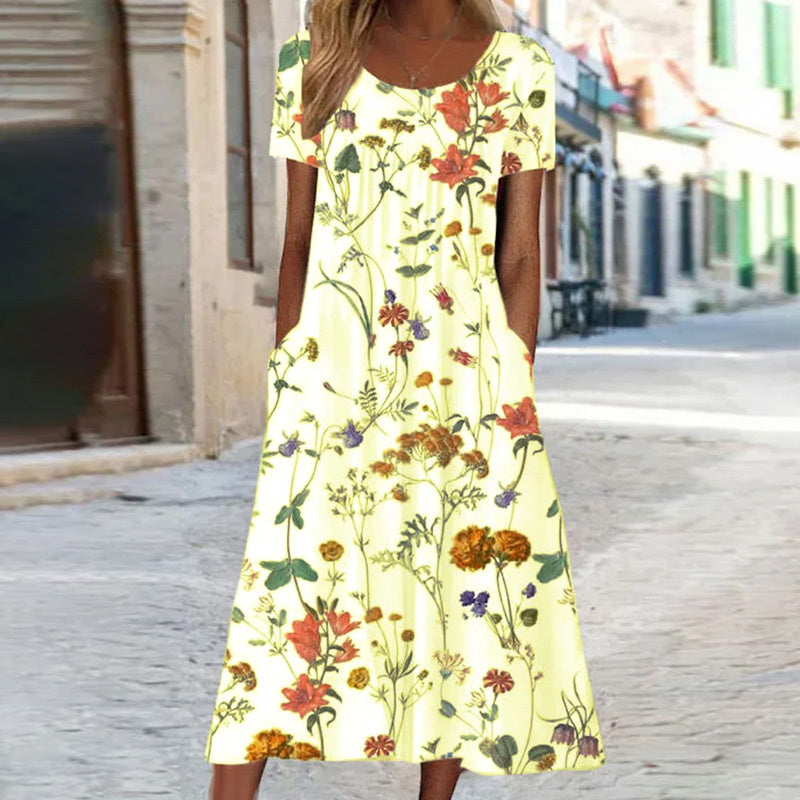 Lila Elegant Boho Floral Maxi Dress with Tummy Coverage